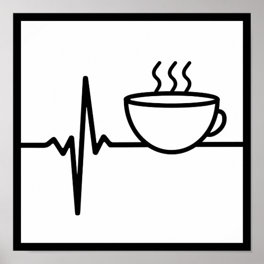 Koffie Heart Beat line art. Poster (Voorkant)