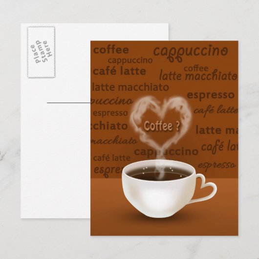 Koffie? Heart Shaped Smoke Briefkaart (Voorkant / Achterkant)