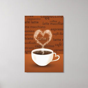 Koffie? Heart Shaped Smoke Canvas Afdruk