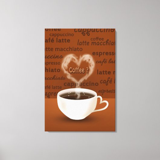 Koffie? Heart Shaped Smoke Canvas Afdruk (Voorkant)