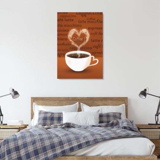 Koffie? Heart Shaped Smoke Canvas Afdruk (Insitu (Slaapkamer))