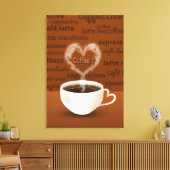 Koffie? Heart Shaped Smoke Canvas Afdruk (Insitu (Woonkamer))