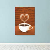 Koffie? Heart Shaped Smoke Canvas Afdruk (Insitu (Houten vloer))