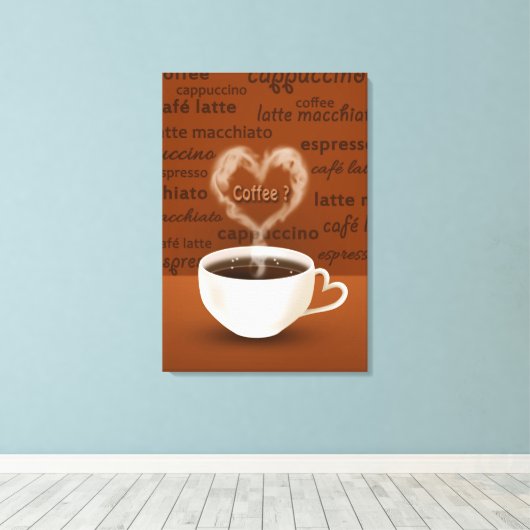 Koffie? Heart Shaped Smoke Canvas Afdruk (Insitu (Houten vloer))