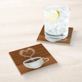 Koffie? Heart Shaped Smoke Glazen Onderzetter