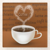 Koffie? Heart Shaped Smoke Glazen Onderzetter (Voorkant)