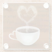 Koffie? Heart Shaped Smoke Glazen Onderzetter (Achterkant)