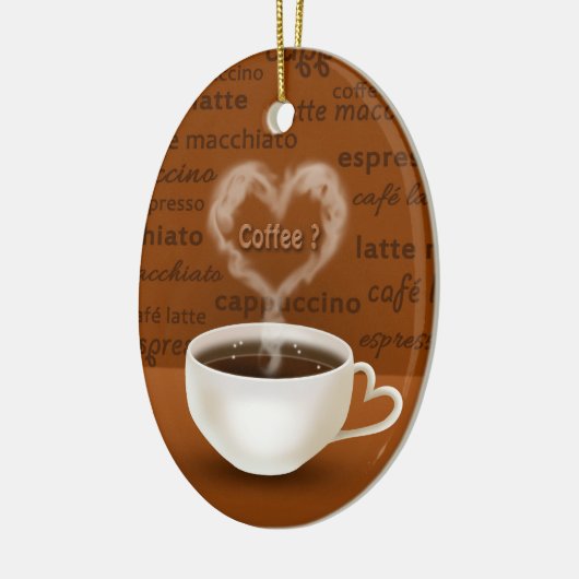 Koffie? Heart Shaped Smoke Keramisch Ornament (Links)