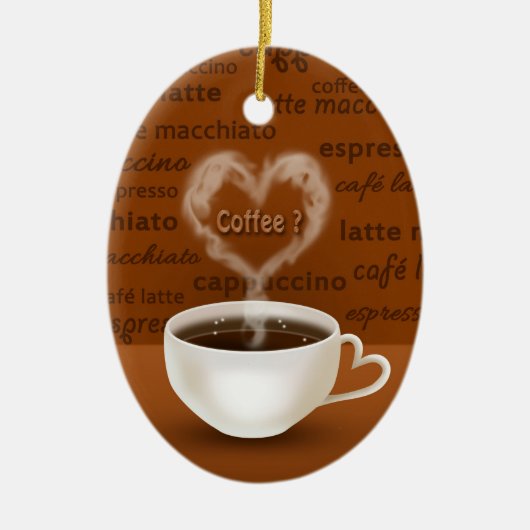 Koffie? Heart Shaped Smoke Keramisch Ornament (Voorkant)