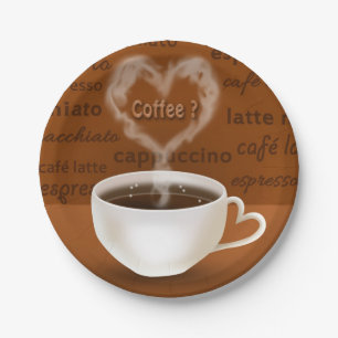 Koffie? Heart Shaped Smoke Papieren Bordje