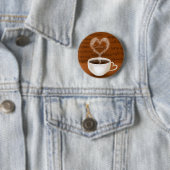 Koffie? Heart Shaped Smoke Ronde Button 5,7 Cm (In situ)