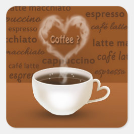 Koffie? Heart Shaped Smoke Vierkante Sticker