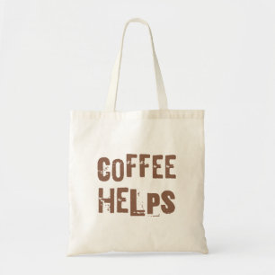 koffie helpt grappige retro typografie cafe spreuk tote bag