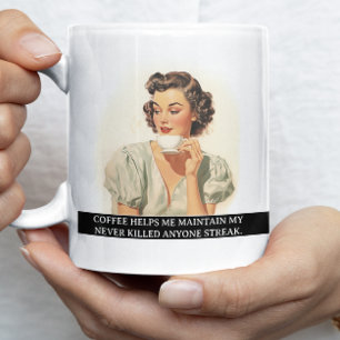 Koffie Helpt Me Grappig Retro Jaren 50 Spreuk Koffiemok