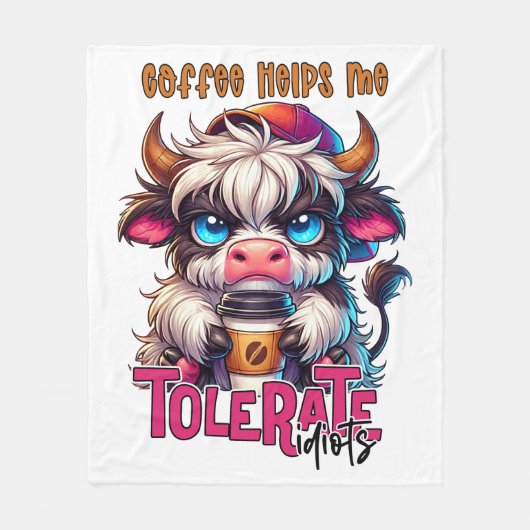Koffie Helpt Me Idioten Te Verdragen Fleece Deken (Voorkant)