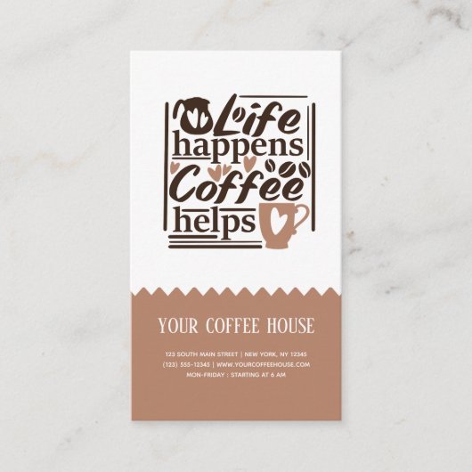 Koffie helpt visitekaartje (Voorkant)