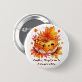 Koffie & herfststemming Donut Ronde Button 5,7 Cm (Voorkant /achterkant)