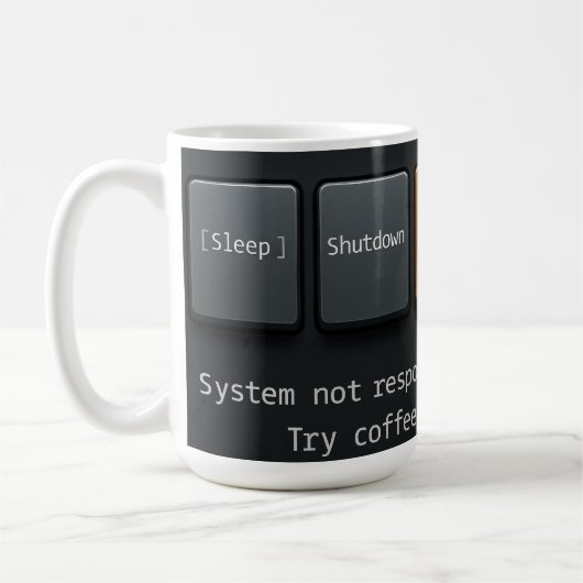 Koffie Herstart Mok – Grappig Tech-Geïnspireerd On (Links)