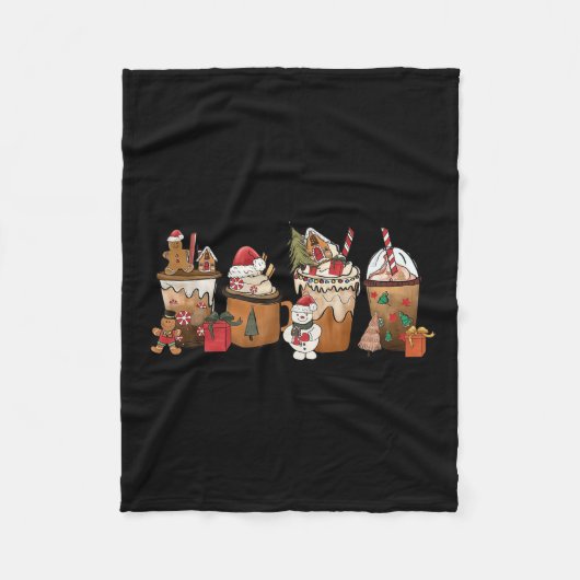 Koffie Hete Cacao Vrolijk Kerstfeest Familie Pajam Fleece Deken (Voorkant)