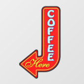  koffie hier links pijl raamsticker (Vel)