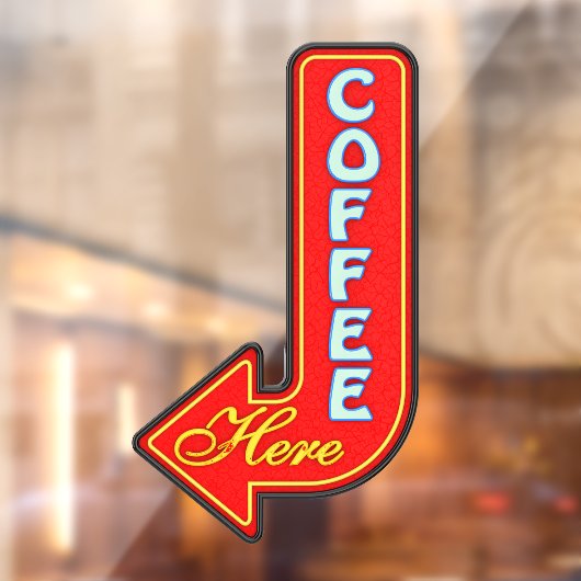  koffie hier links pijl raamsticker (Vel 2)