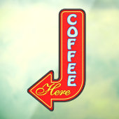  koffie hier links pijl raamsticker (Vel 3)