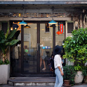  koffie hier links pijlteken sticker