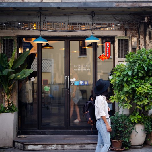  koffie hier links pijlteken sticker