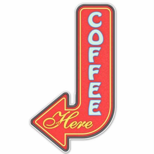  koffie hier links pijlteken sticker (Voorkant)