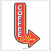  koffie hier pijlteken rechts sticker (Vel)