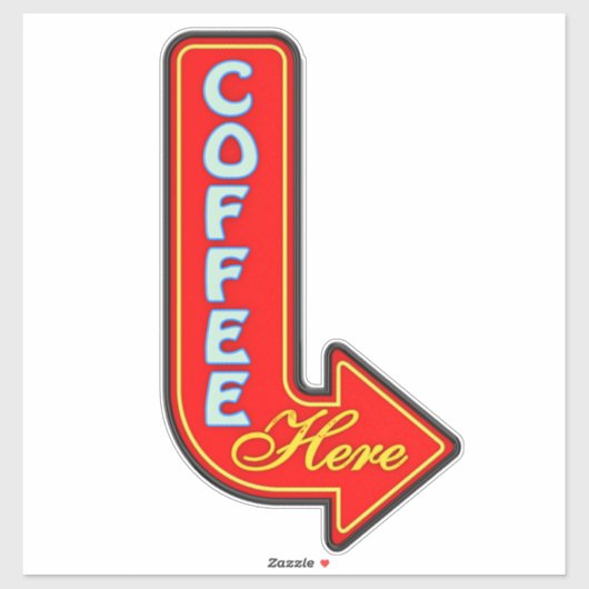  koffie hier pijlteken rechts sticker (Vel)