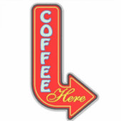  koffie hier pijlteken rechts sticker (Voorkant)