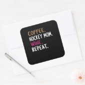koffie - hockey mama wijn herhaalt zich terug vierkante sticker (Envelop)
