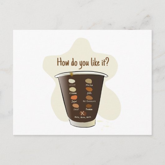 Koffie — Hoe vind je het leuk? Briefkaart (Voorkant)