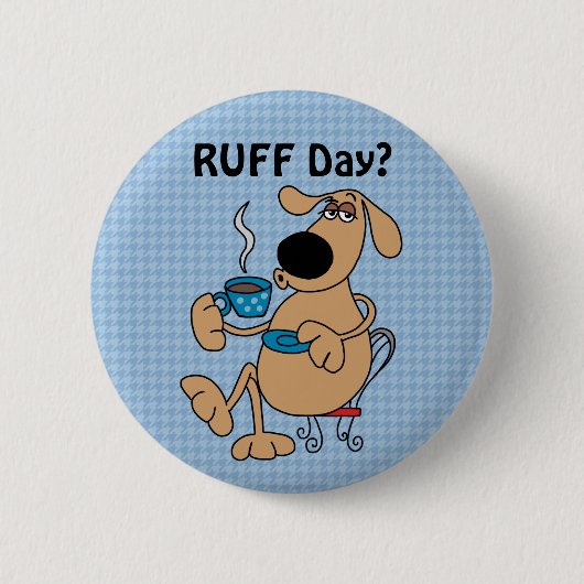 Koffie Hond Knop Ronde Button 5,7 Cm (Voorkant)