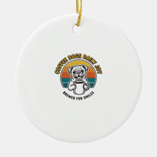 Koffie Hond Shirt Vintage Gegraveerd Pup Mok Ontwe Keramisch Ornament