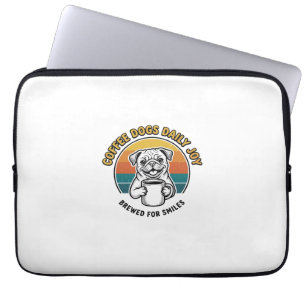 Koffie Hond Shirt Vintage Gegraveerd Pup Mok Ontwe Laptop Sleeve