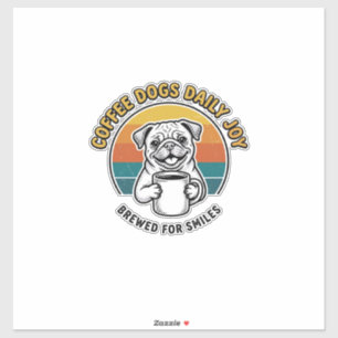 Koffie Hond Shirt Vintage Gegraveerd Pup Mok Ontwe Sticker