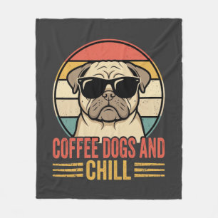 Koffie Honden en Chillen Retro Pug Fleece Deken