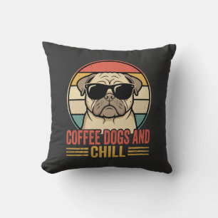 Koffie Honden en Chillen Retro Pug Kussen