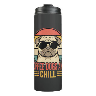 Koffie Honden en Chillen Retro Pug Thermosbeker
