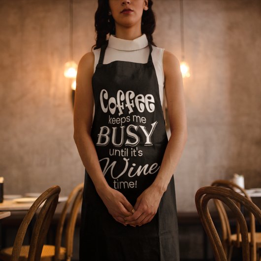 Koffie houdt me bezig tot het tijd is voor wijn! S Schort
