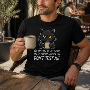 Koffie Humor Sarcastische Zwarte Kat Liefhebber  T-shirt