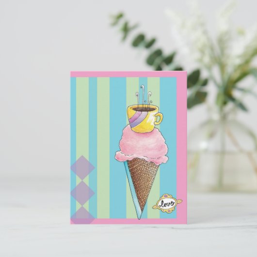 Koffie + ijs = hou van een dromerig dessert briefkaart (Staand voorkant)