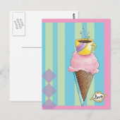 Koffie + ijs = hou van een dromerig dessert briefkaart (Voorkant / Achterkant)