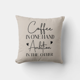 Koffie in de ene hand ambitie in de andere grappig kussen