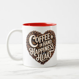 Koffie in de hand, geluk in het hart - Koffieliefh Tweekleurige Koffiemok
