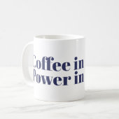 Koffie in de hand, kracht in het hart koffiemok (Voorkant links)