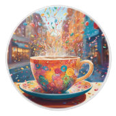 Koffie in de stad keramische knop (Voorkant)