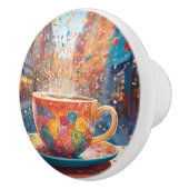 Koffie in de stad keramische knop (Rechts)